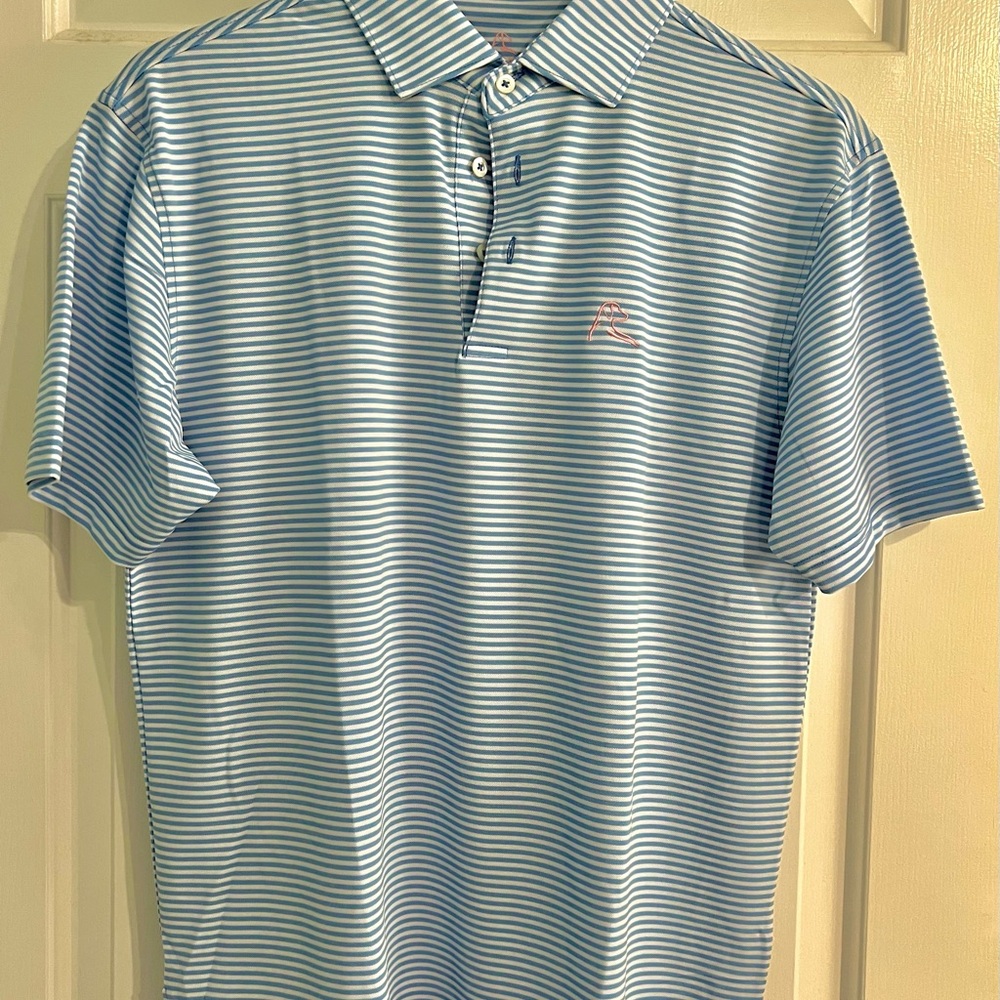 Men’s Medium light blue Rhoback polo.